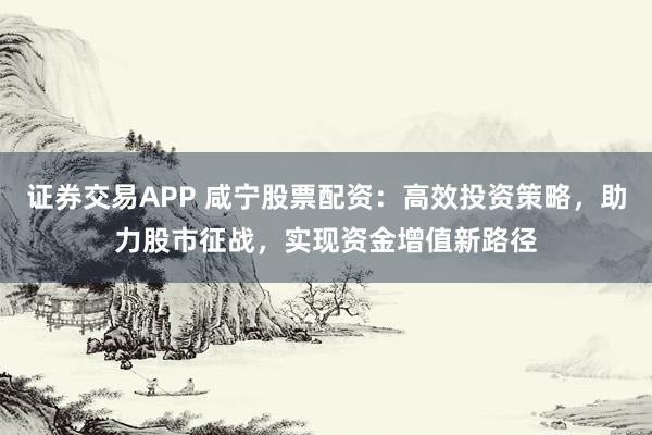 证券交易APP 咸宁股票配资：高效投资策略，助力股市征战，实现资金增值新路径