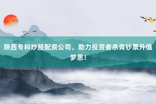 陕西专科炒股配资公司，助力投资者杀青钞票升值梦思！