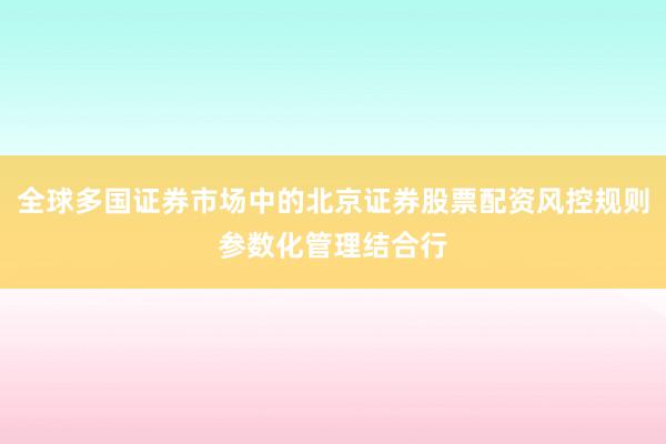 全球多国证券市场中的北京证券股票配资风控规则参数化管理结合行