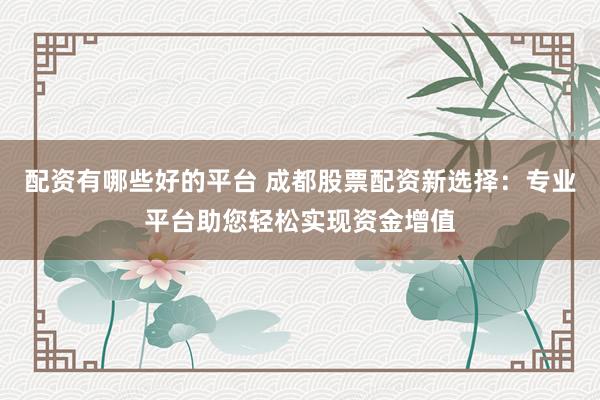 配资有哪些好的平台 成都股票配资新选择：专业平台助您轻松实现资金增值