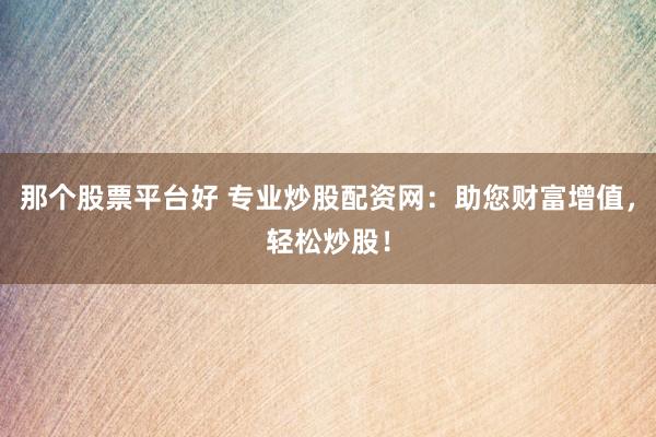 那个股票平台好 专业炒股配资网：助您财富增值，轻松炒股！